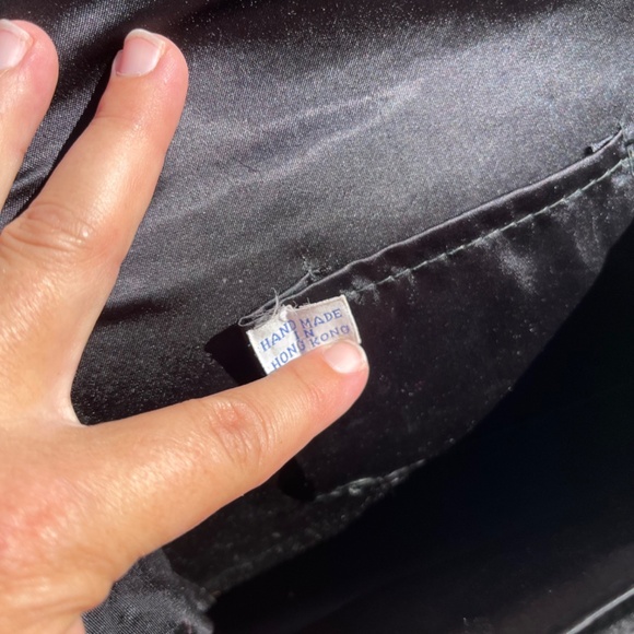 Vintage 90s Black Velvet Studded Evening Purse / Clutch - Picture 7 of 8